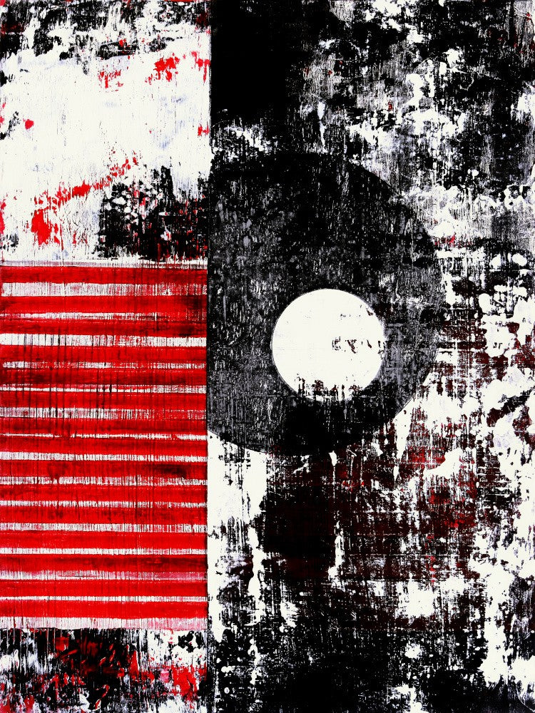 Bold Red Stripes and Black White Circle