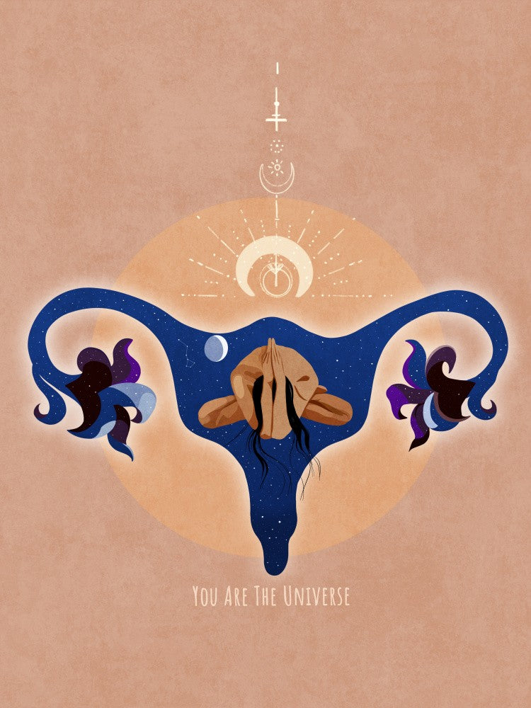 Spiritual, Feminine, Energy, Stars, Moon, Vulva,  Meditation, Yoga, and Inspiration Poster Spir 1b