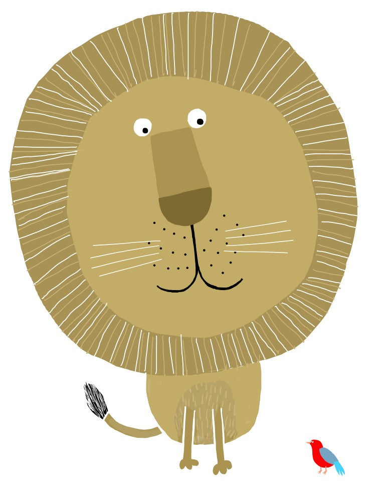 Funny Lion With Small Bird By Carla Daly