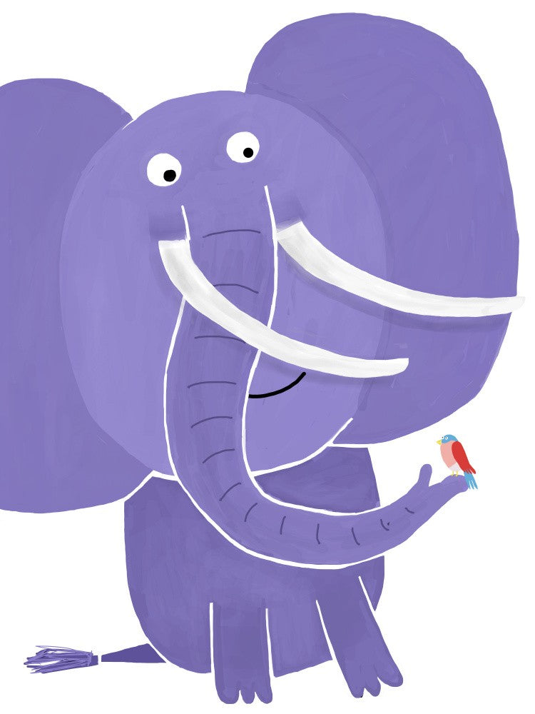 Large elephant with Small Bird By Carla Daly