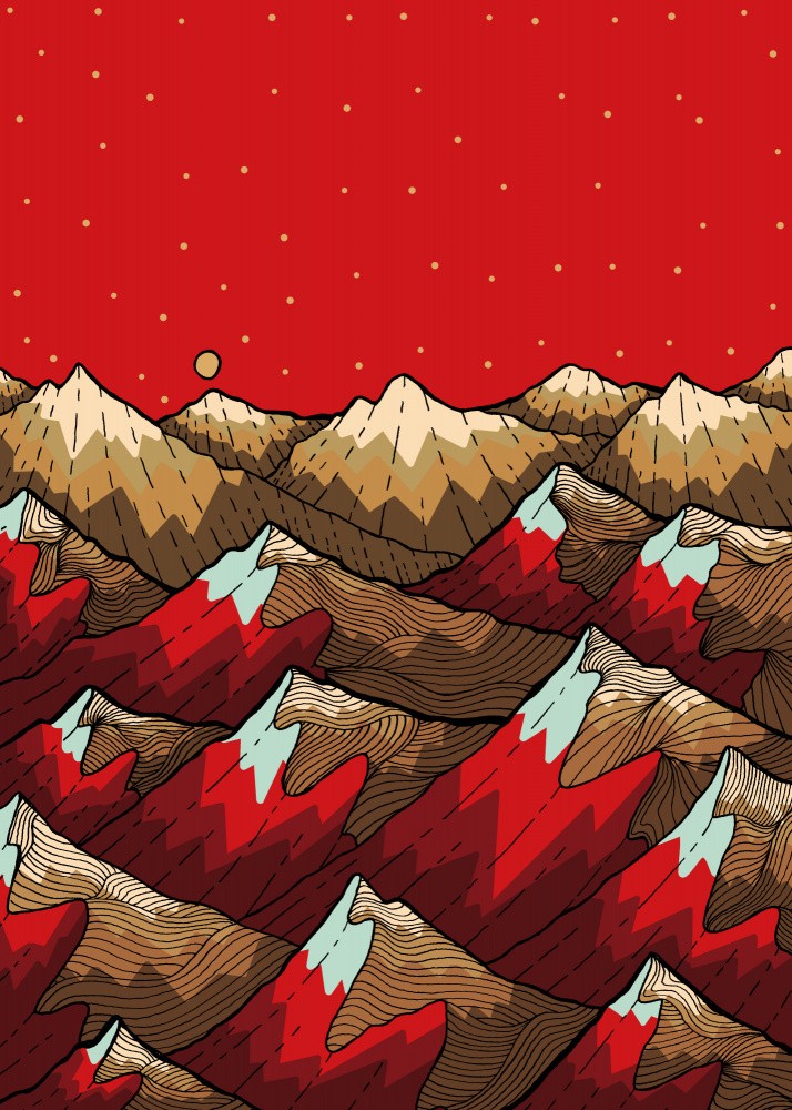 Golden red peaks