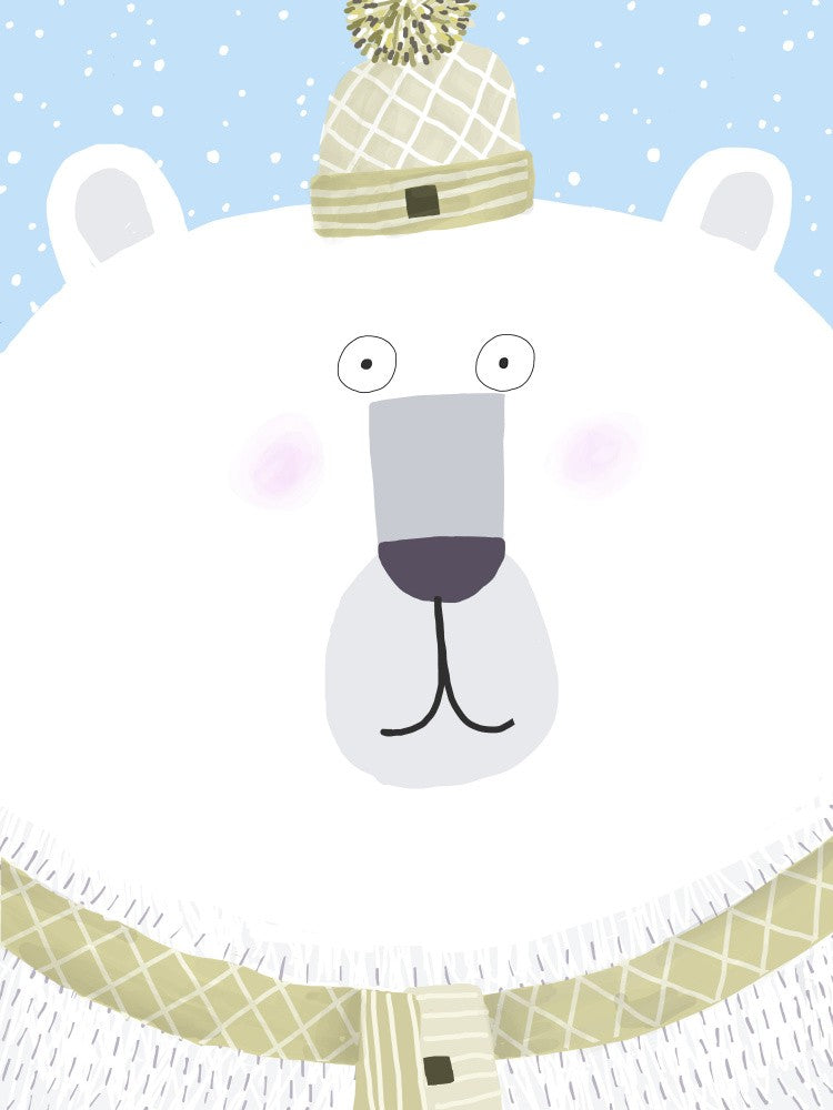 Polar Bear with Winter Hat and Scarf by Carla Daly