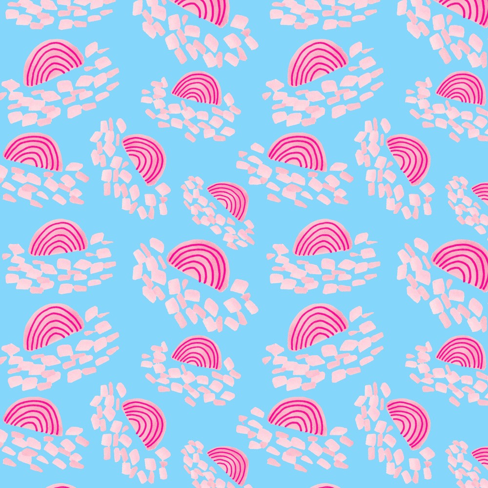 Pink on Blue Confetti Rainbow