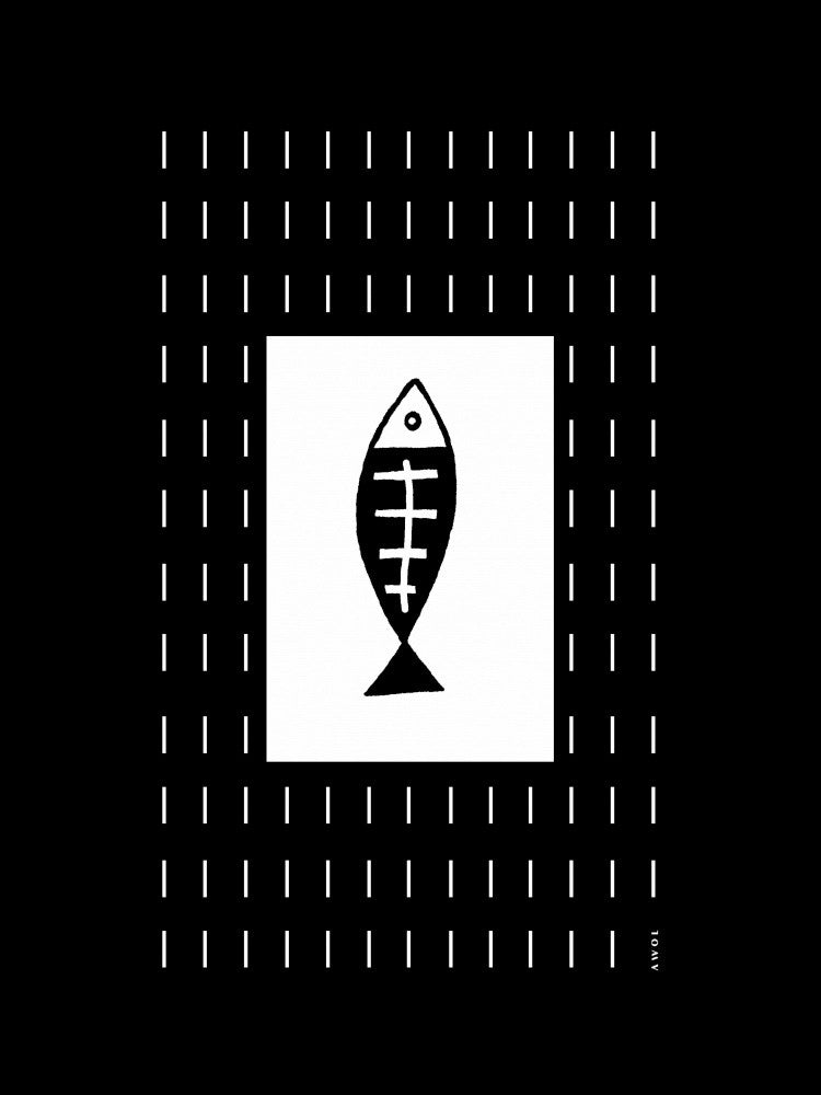 Minimalist Fish Swimming In Abstract Rain