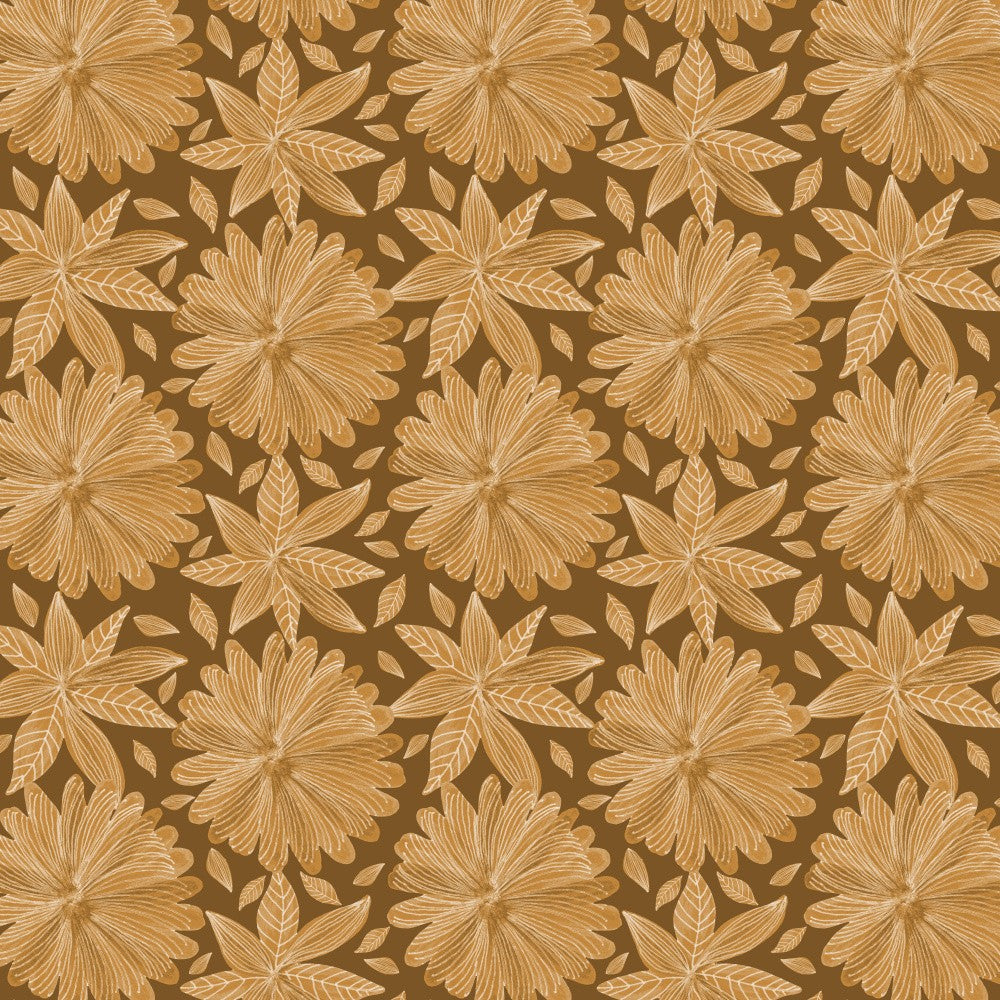 Tan On Brown Blooming Florals