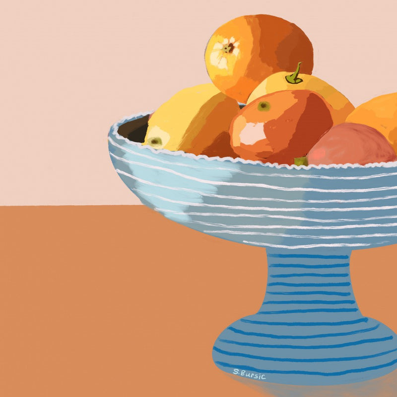 Blue fruit bowl