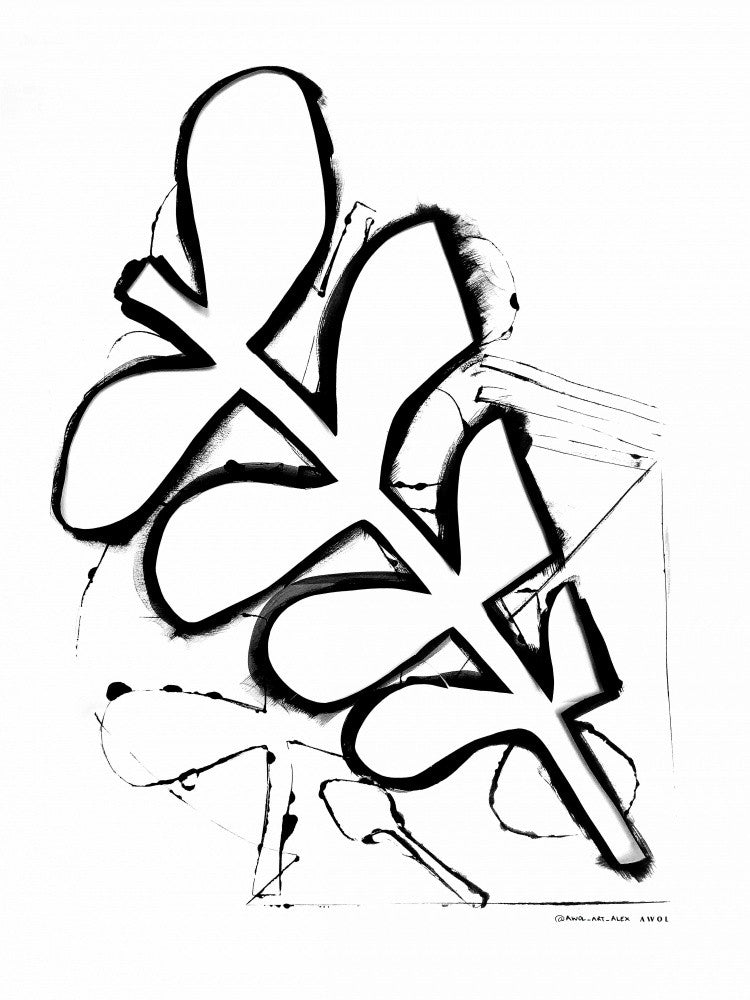 Abstract Plant Illustration, Black And White Botanical Wall Art Print