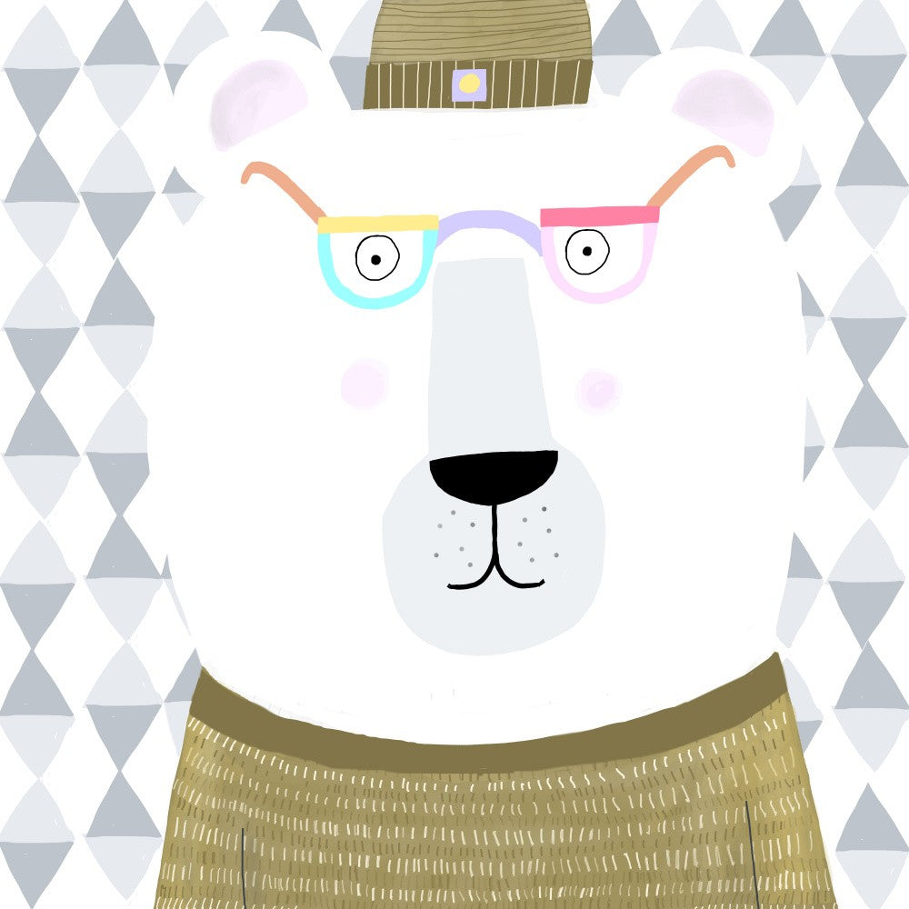 Cute Polar Bear With Warm Wooly Hat by Artist Carla Daly