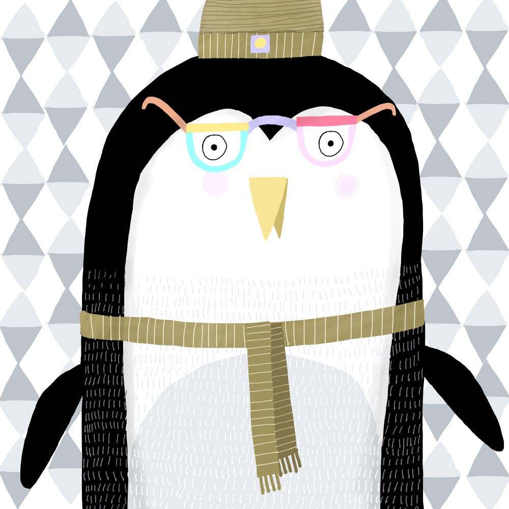 Cute Penguin With Wooly Hat By Artist Carla Daly
