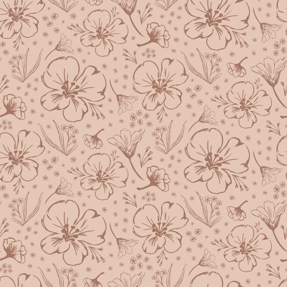 Mocha Mousse Handgezeichnete Blumen Tan