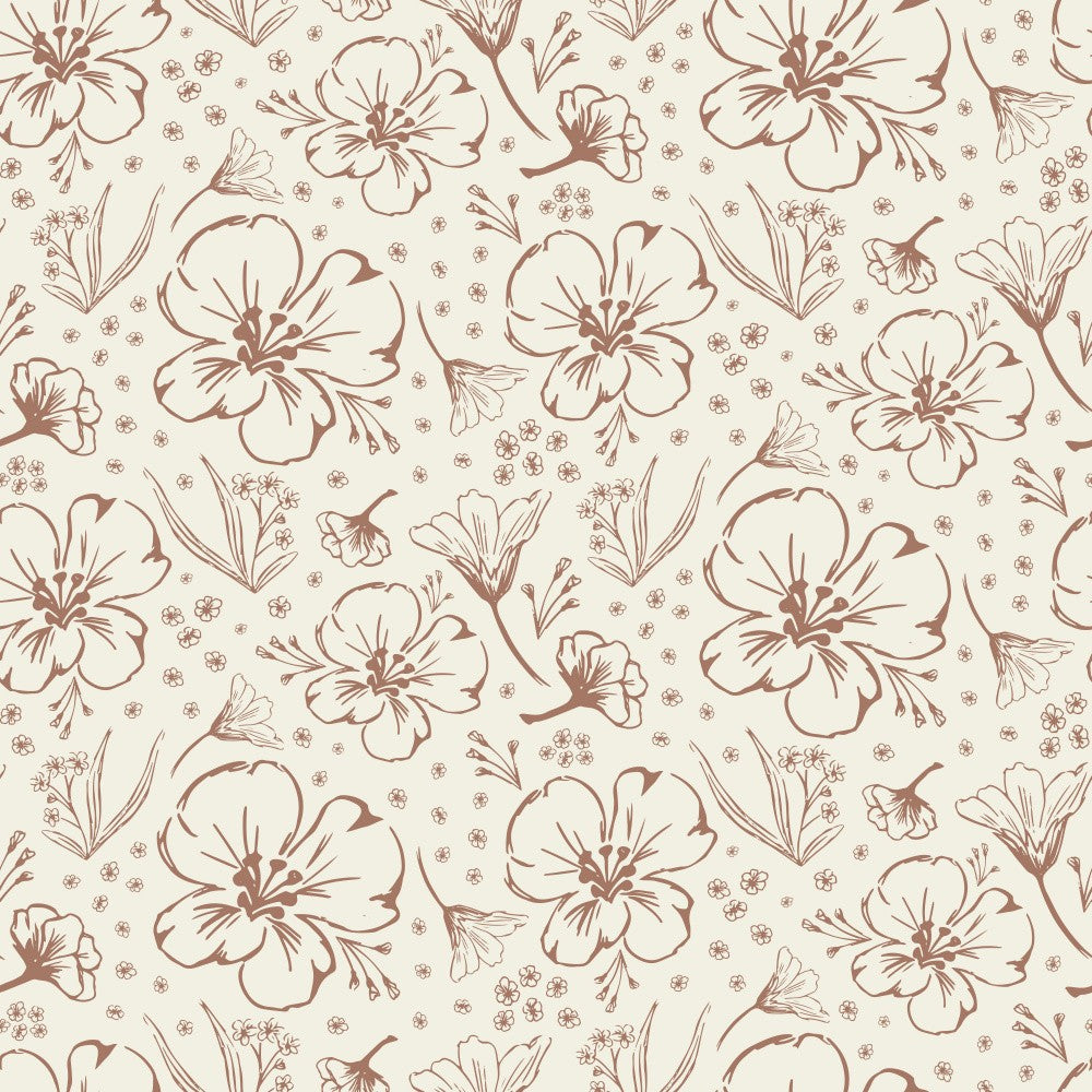 Mocha Mousse Handgezeichnete Blumen Cream