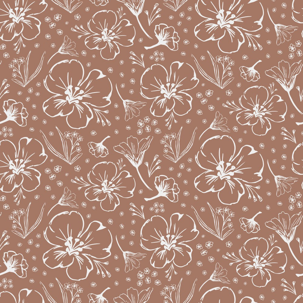 Mocha Mousse Handgezeichnete Blumen Mocha