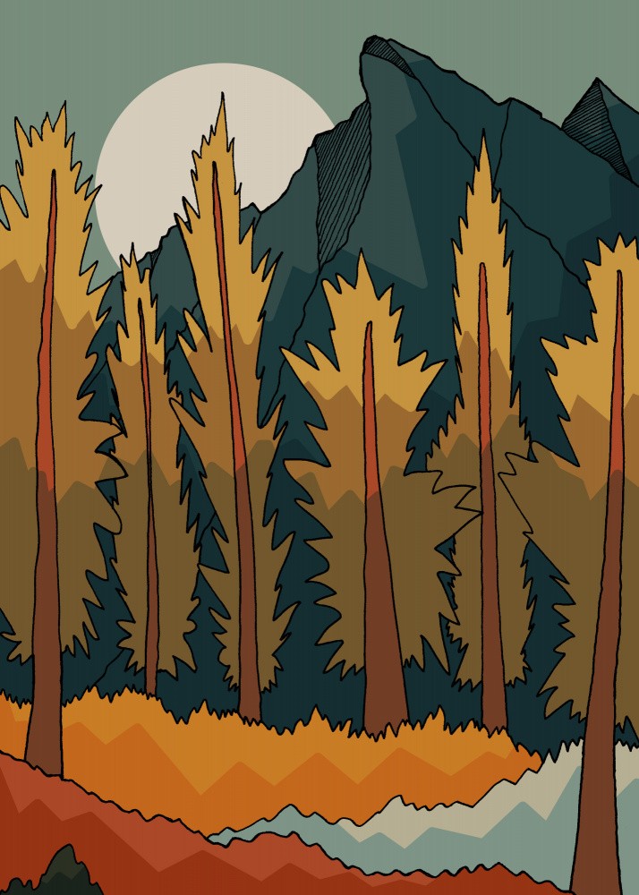 Forest mountain peak