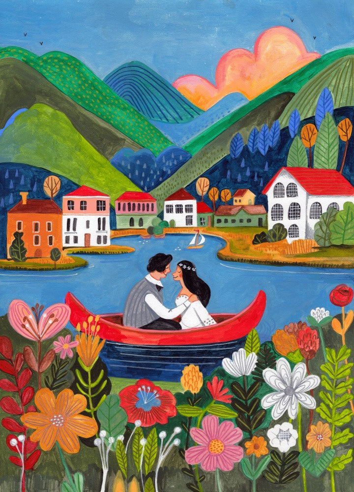 Just Married Couple in a boat
