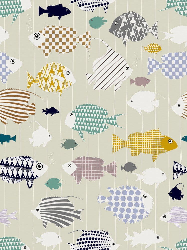 Frischer Fisch auf warmgrauem Muster