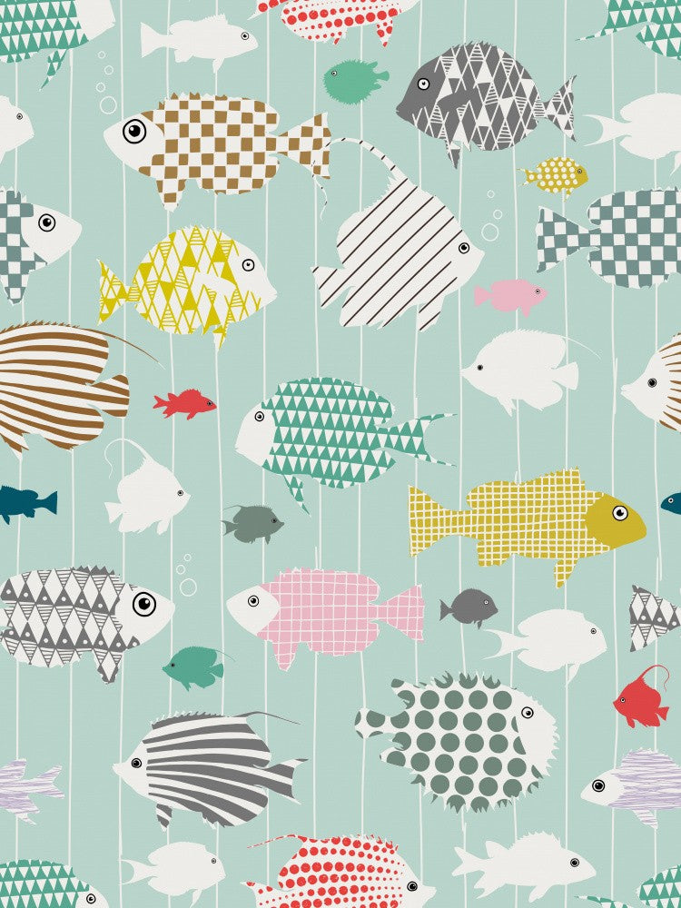 Frischer Fisch auf Minzmuster
