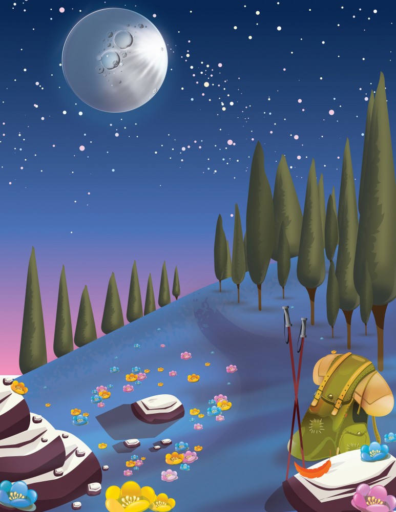 Nighttime Landscape with a Starry Sky