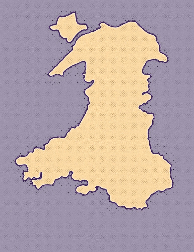 Golden Wales Map Silhouette