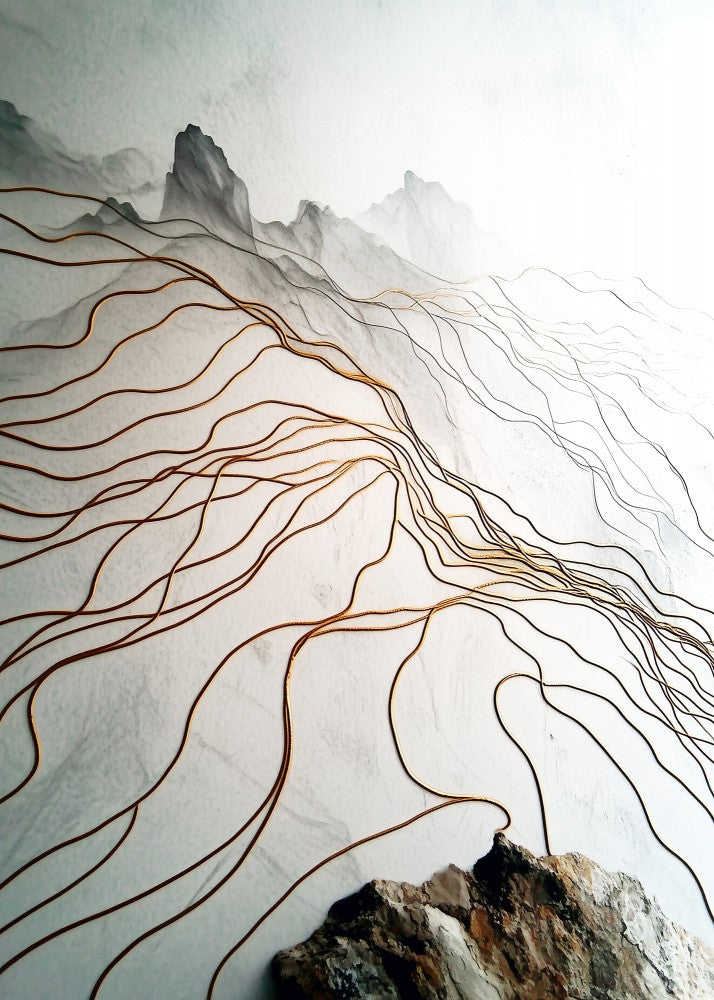 Golden lines white landscape