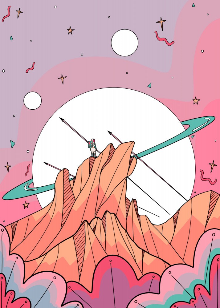 Astronaut On Mountain Peak