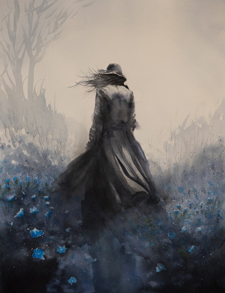 Woman in flower field