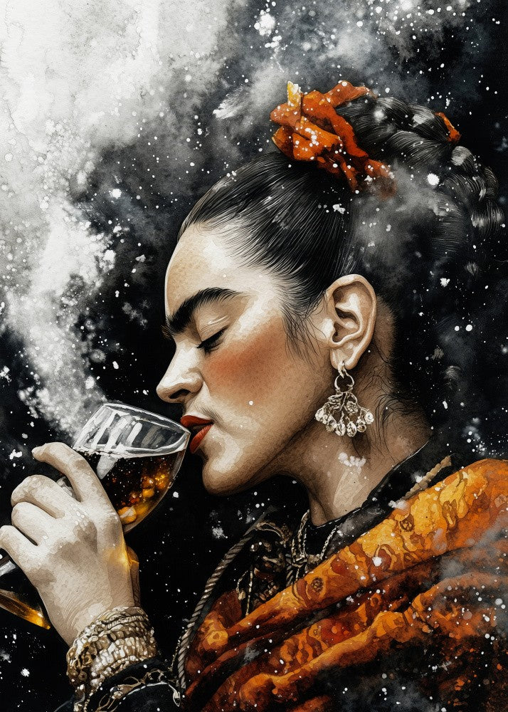 Frida with drink