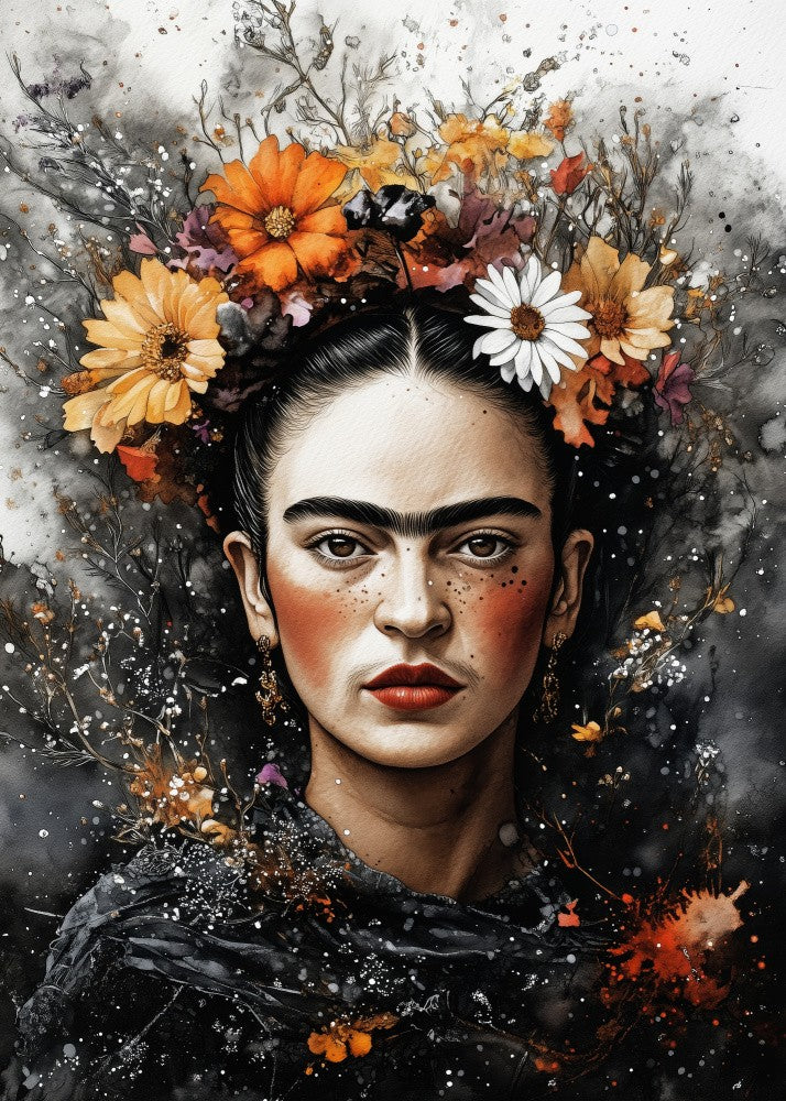Frida portrait with flowers