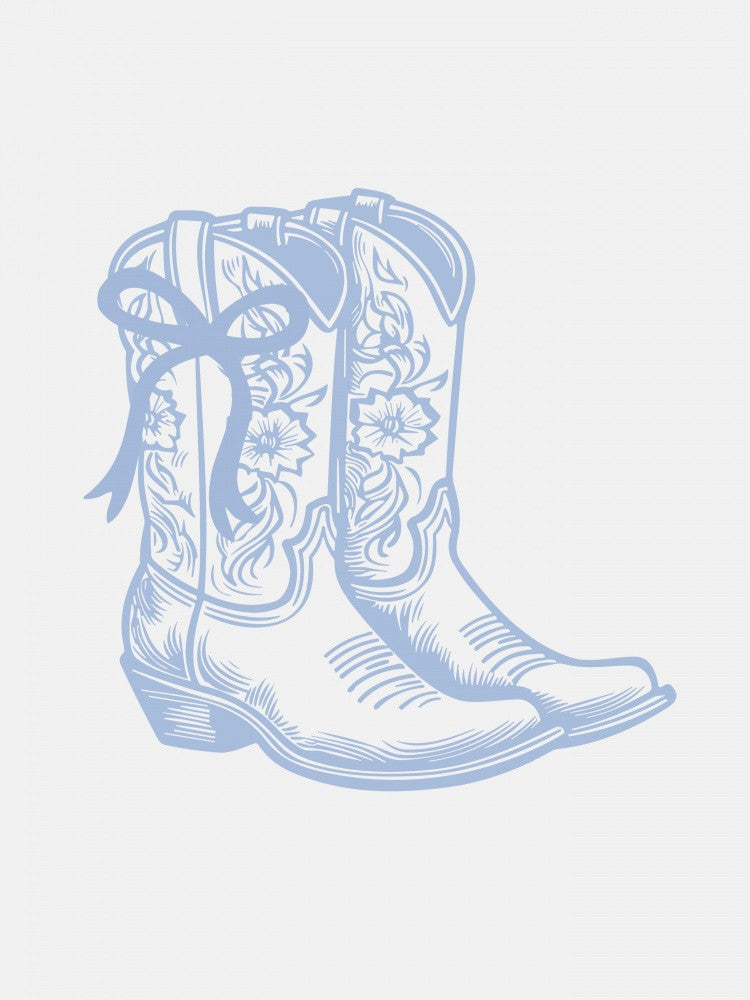 Light Blue Cowgirl Boots with Bow