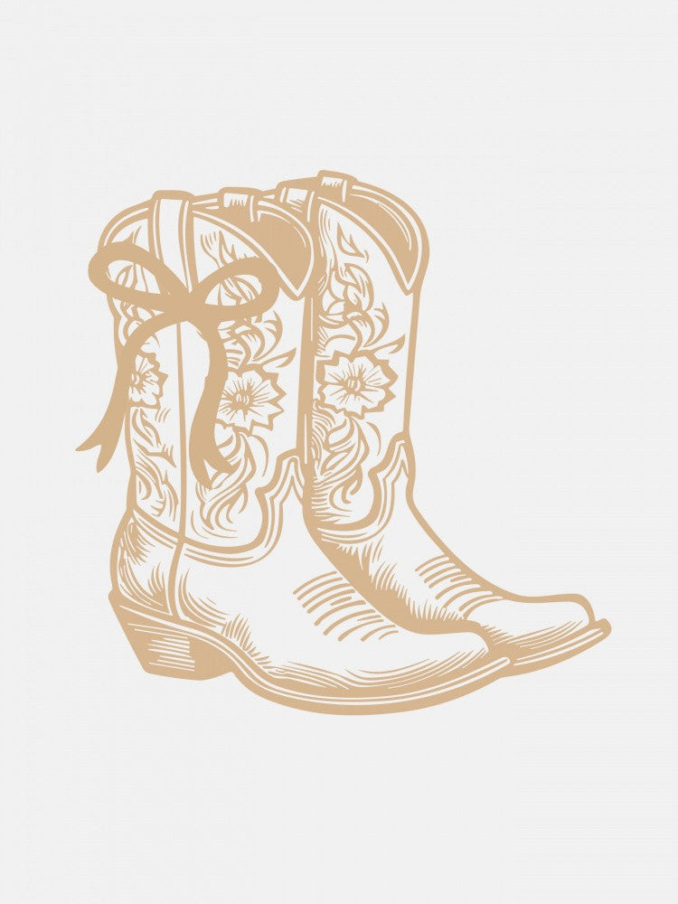 Neutral Cowgirl Boots with Bow