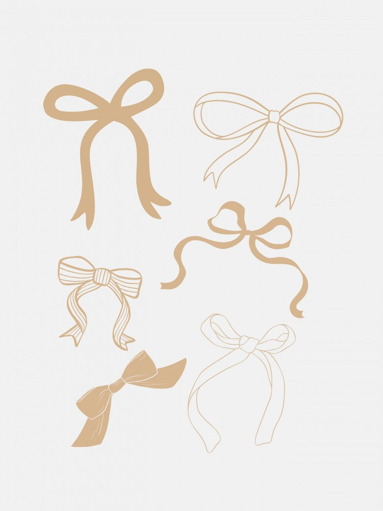 Illustration Featuring Six Diverse Beige Bow Designs