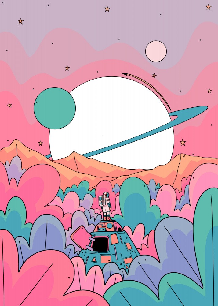 Whimsical Space Scene