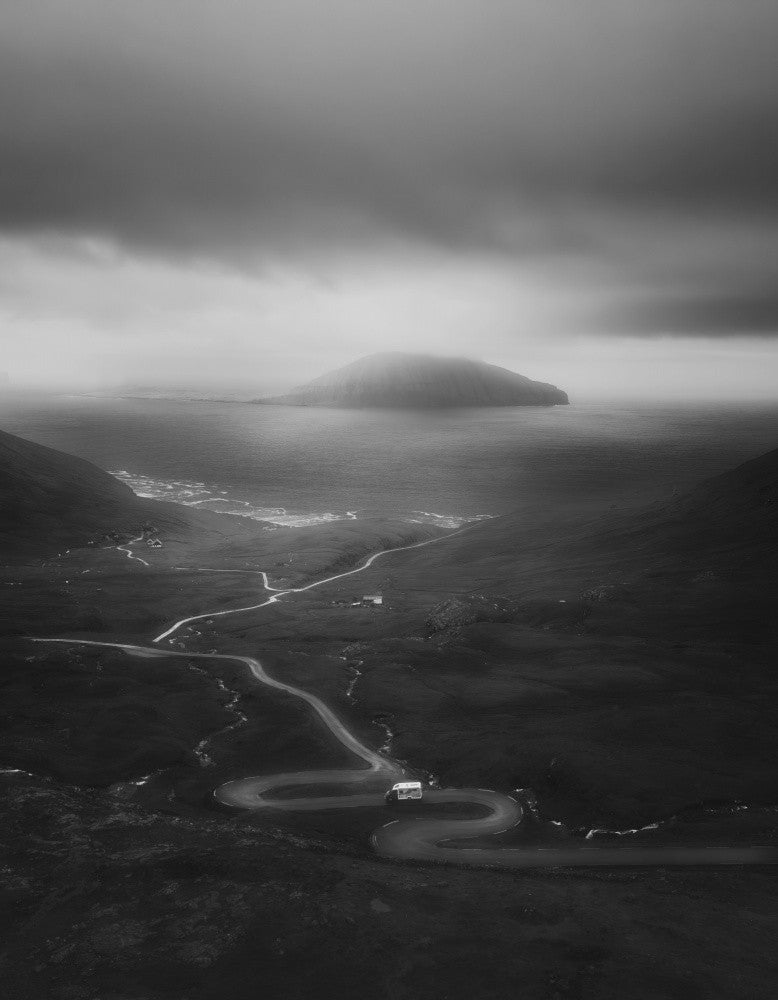 Bay and winding mountain road
