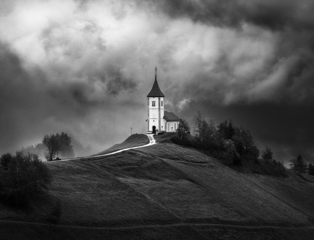 Church in the village of Jamnik after the rain