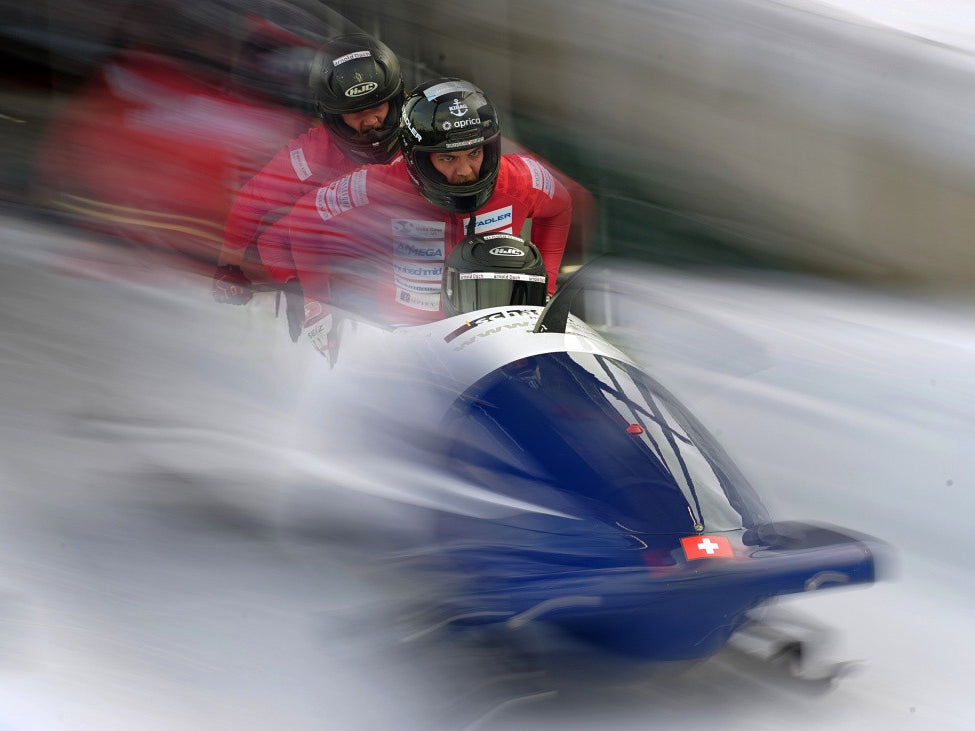 Powerful start of the Swiss four-man bobsleigh