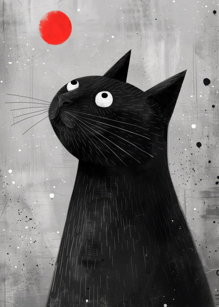 Schwarze Katze und roter Mond (296)