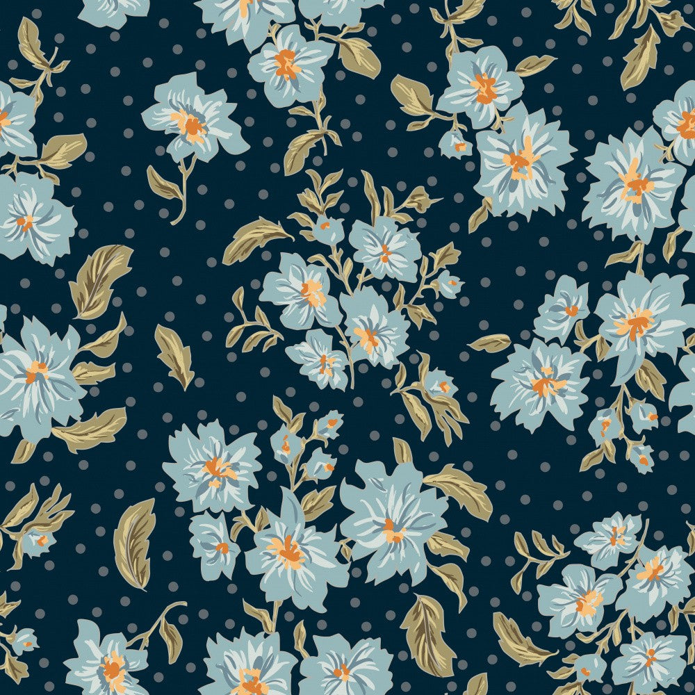 Blumenerbe Blumenstrauß Mondscheinblau Muster