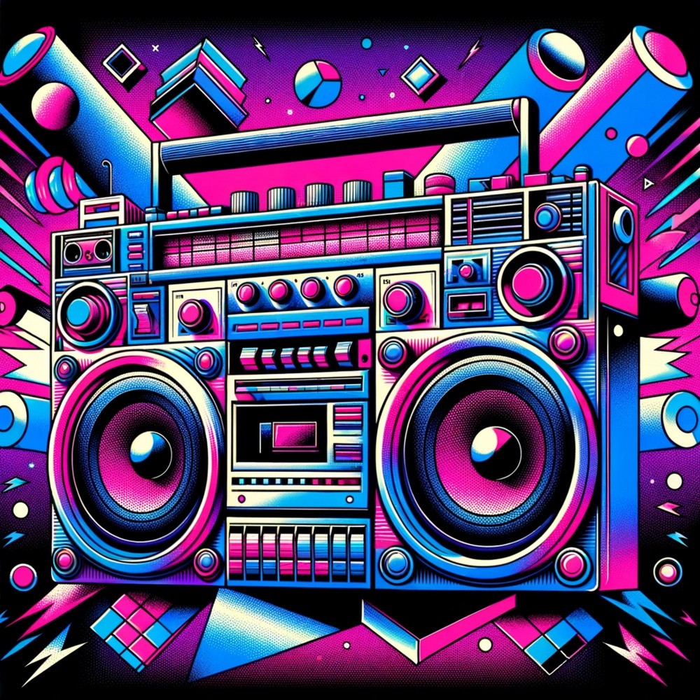 Boombox Reverie In Neon Dreamscape