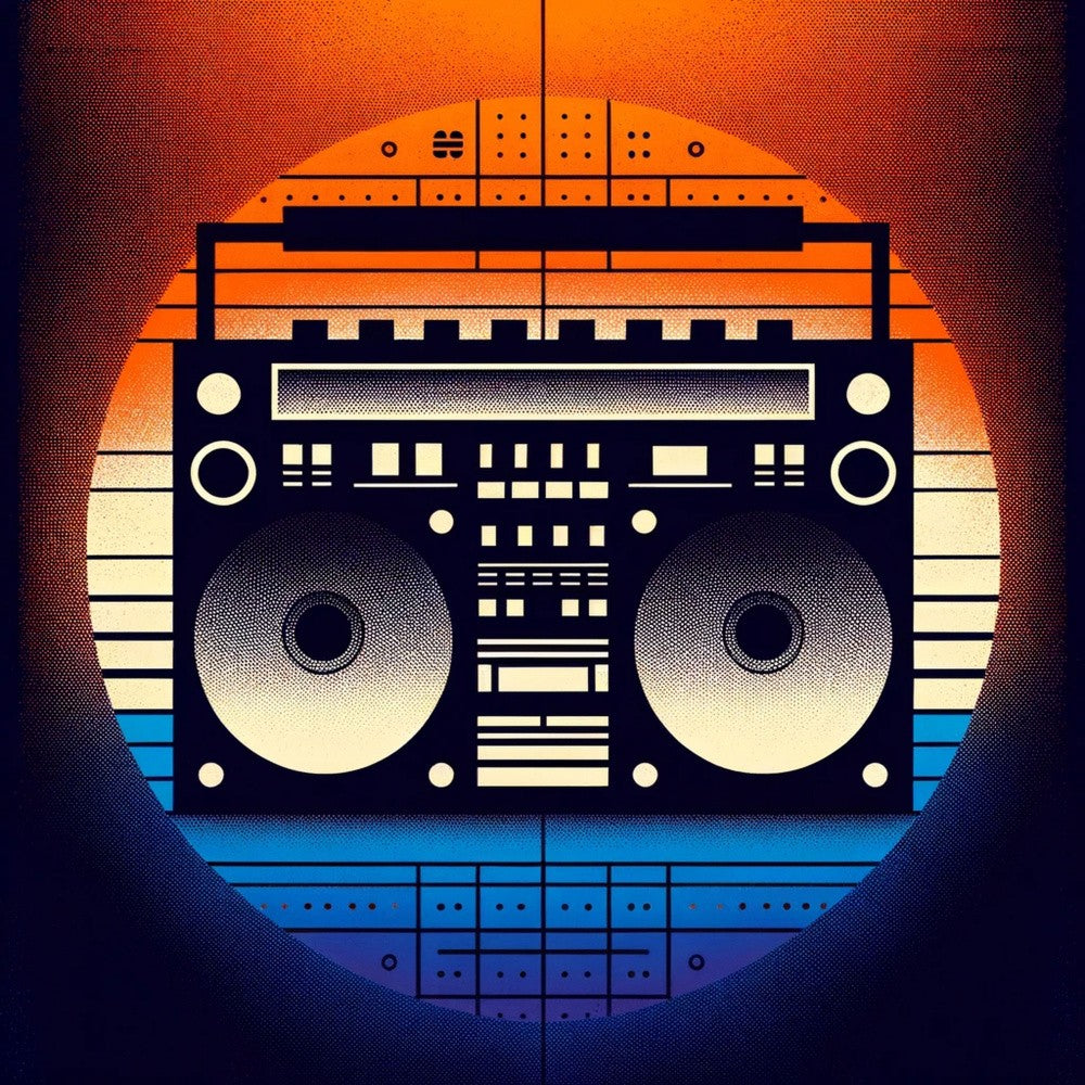 Boombox Silhouette In Radiant Gradients