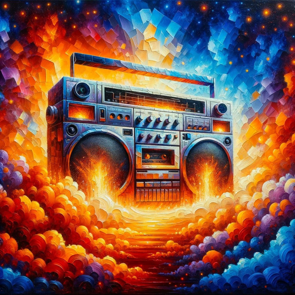 Radiant Boombox In Fiery Harmony