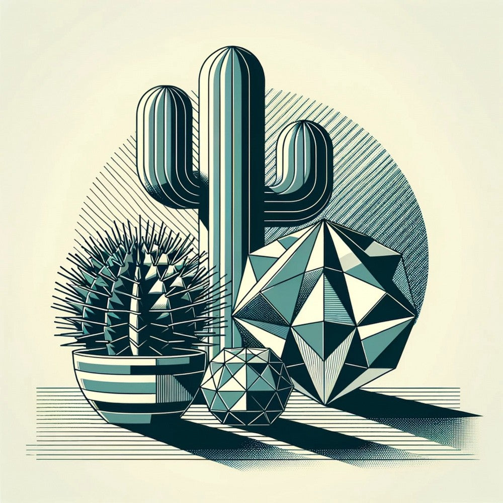 Ananas facetté et vases inclinés