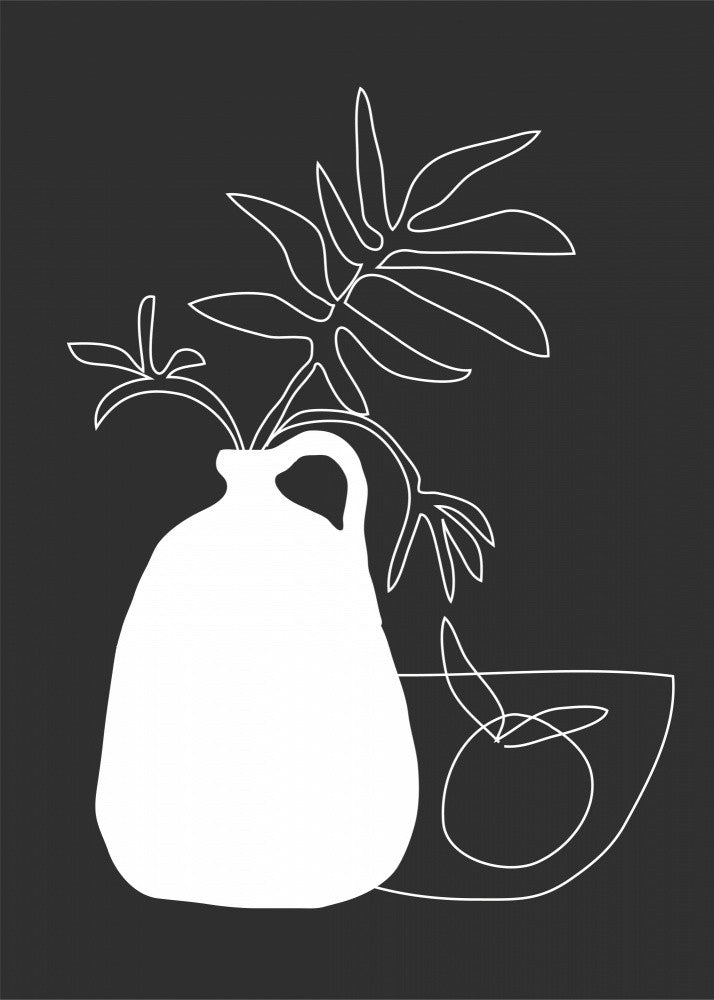 Vase d'Art Minimal avec Feuilles