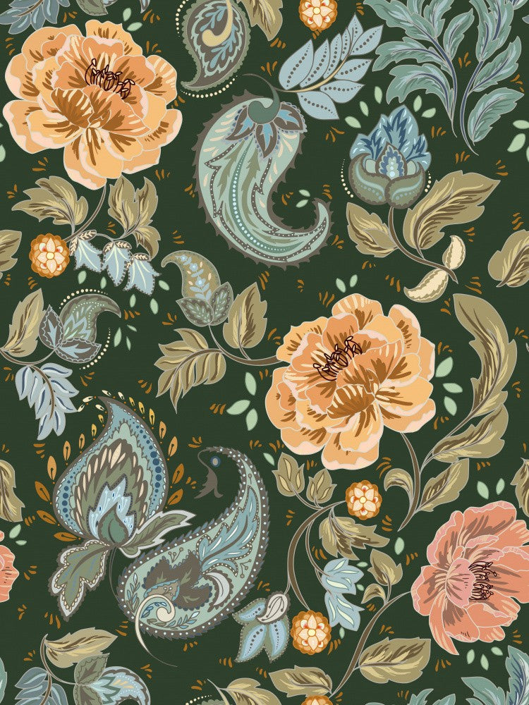 Floral Heritage paisley golden forest pattern