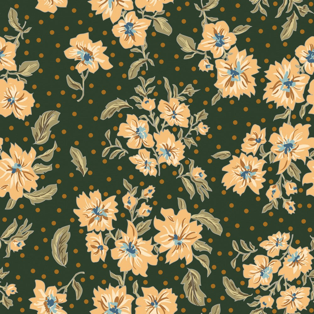 Floral Heritage bouquet forest green pattern