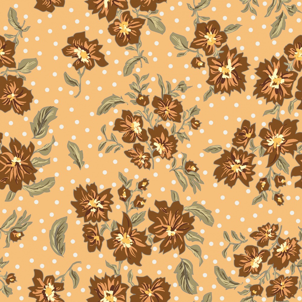 Floral Heritage bouquet yellow vintage pattern