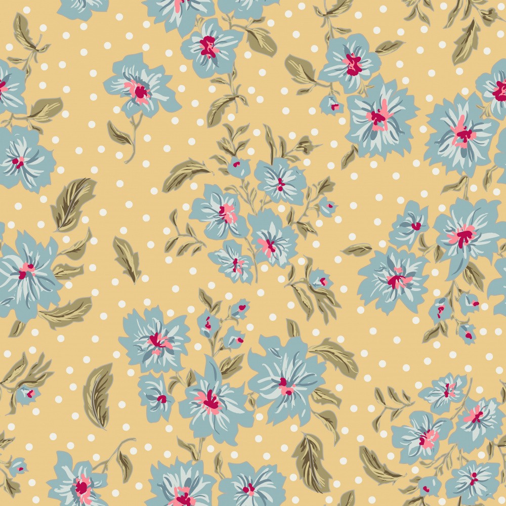 Floral Heritage bouquet vintage blue pattern