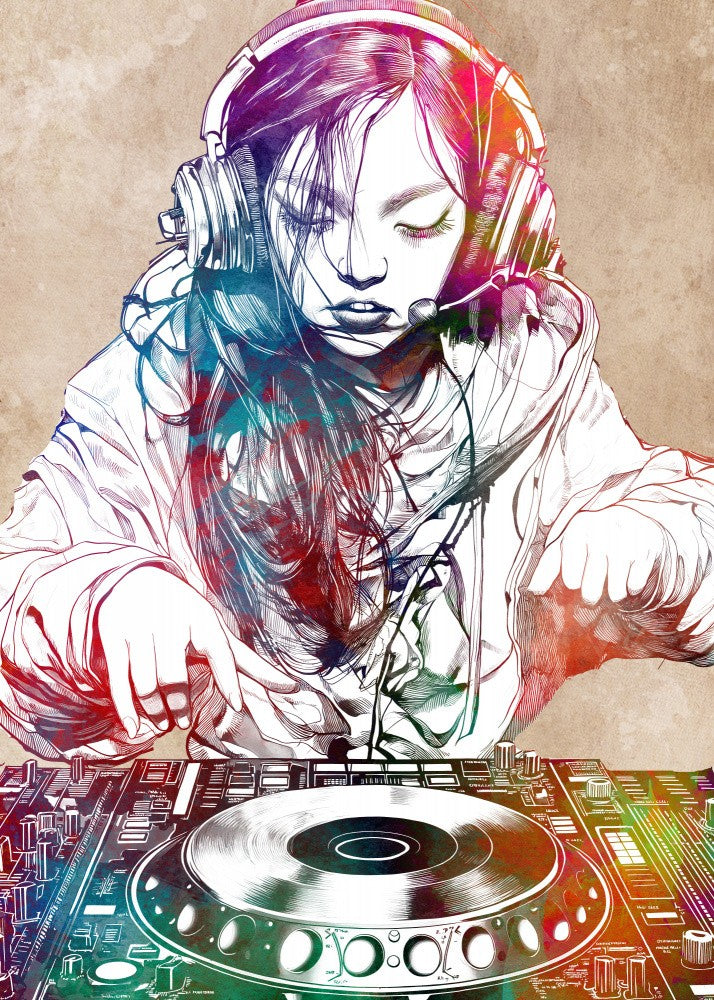 DJ-Mädchen am Mischpult
