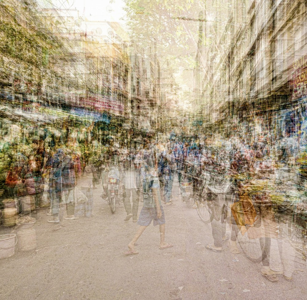 Busy Street Market Scene