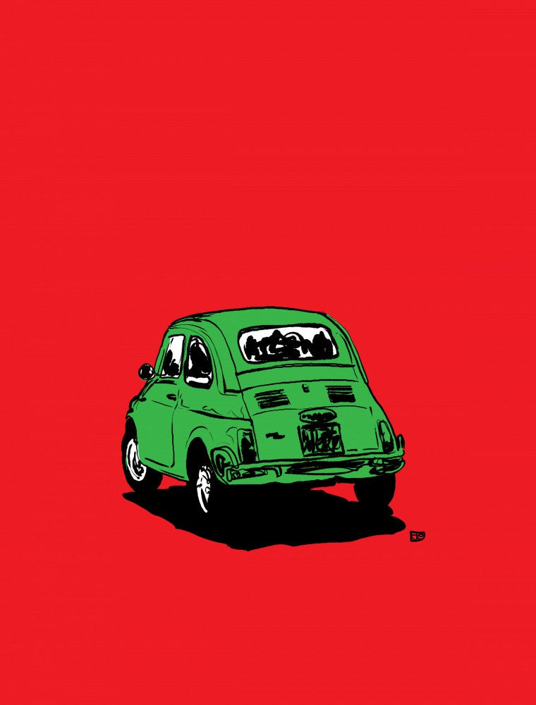 Vintage Green Car, Red World