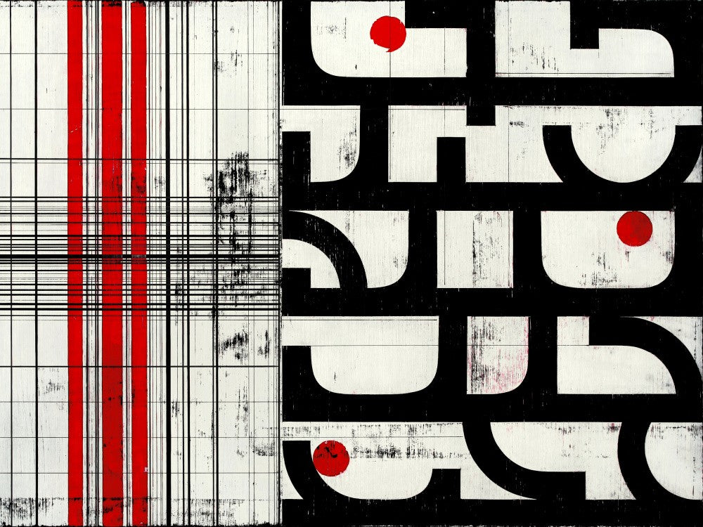 Black White and Red Geometric Shapes