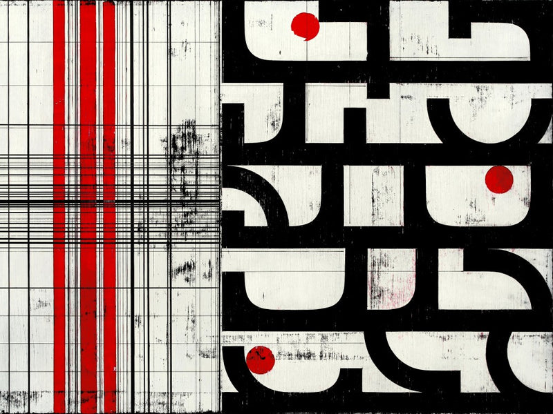 Black White and Red Geometric Shapes